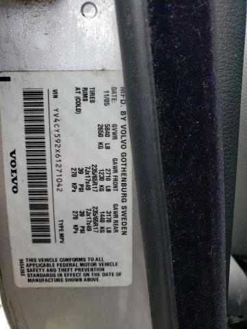 YV4CY592X61271042 - 2006 VOLVO XC90 SILVER photo 12