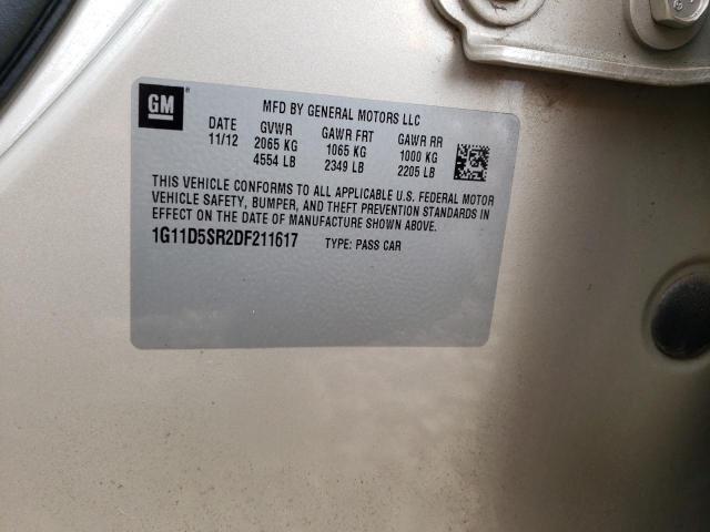 1G11D5SR2DF211617 - 2013 CHEVROLET MALIBU 1LT თაფლისფერი ფოტო 12