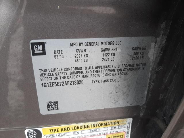 1G1ZE5E72AF213020 - 2010 CHEVROLET MALIBU LTZ ნაცრისფერი ფოტო 12