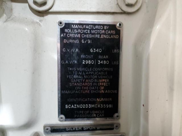 SCAZN02D3MCX35981 - 1991 ROLLS-ROYCE SILVER SPU WHITE photo 13