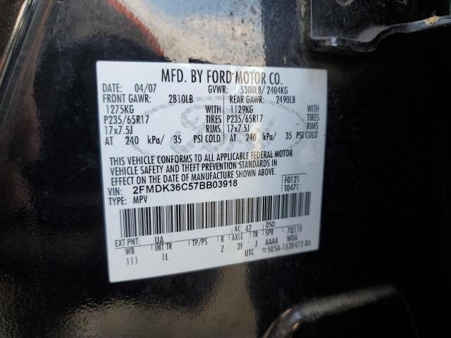 2FMDK36C57BB03918 - 2007 FORD EDGE SE BLACK photo 12