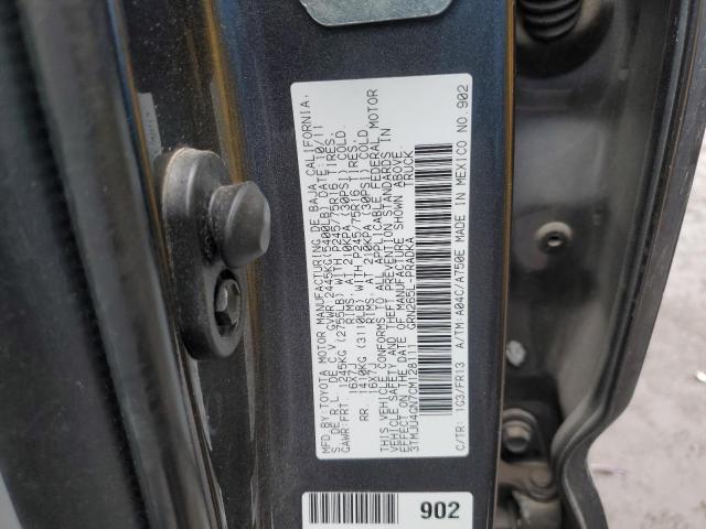 3TMJU4GN7CM128111 - 2012 TOYOTA TACOMA DOUBLE CAB PRERUNNER GRAY photo 12