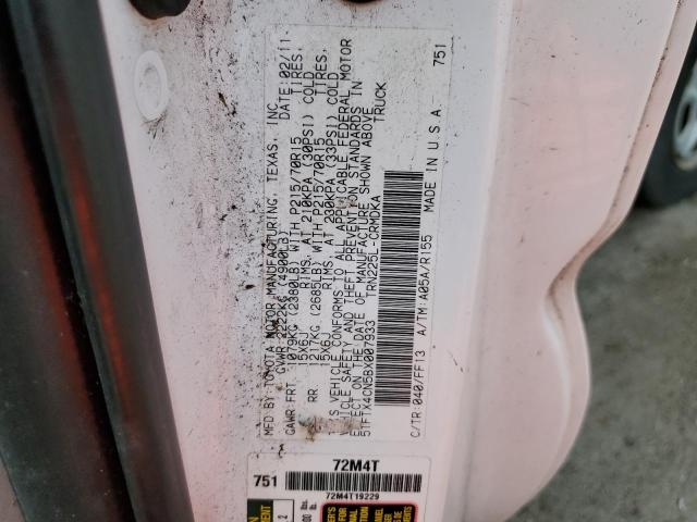 5TFTX4CN5BX007933 - 2011 TOYOTA TACOMA ACCESS CAB თეთრი ფოტო 12