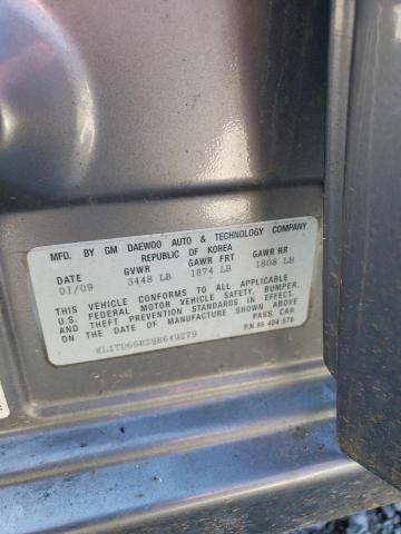 KL1TD66E29B649279 - 2009 CHEVROLET AVEO LS 银色 照片 12