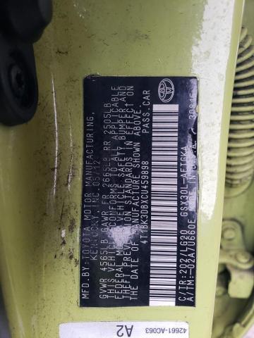 4T1BK3DBXCU459898 - 2012 TOYOTA AVALON BASE 绿色 照片 12