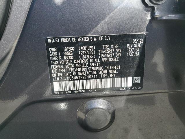 3CZRU5H5XNM740811 - 2022 HONDA HR-V EX GRAY photo 14