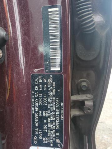 3KPFK4A71HE150967 - 2017 KIA FORTE LX MAROON photo 12