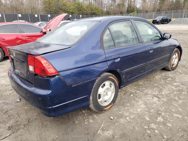 JHMES96685S002086 - 2005 HONDA CIVIC HYBRID BLUE photo 3