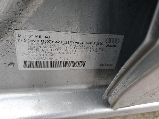 WAUSFAFL4BA076376 - 2011 AUDI A4 PREMIUM GRAY photo 12