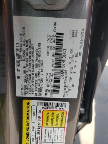 3FA6P0HD2ER136821 - 2014 FORD FUSION SE GRAY photo 12