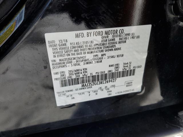 MAJ3S2GE3KC269427 - 2019 FORD ECOSPORT SE შავი ფოტო 13