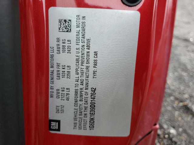 1G6DK1E39D0147642 - 2013 CADILLAC CTS PERFORMANCE COLLECTION Червоний фото 12