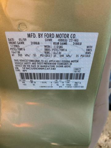 1FMCU59399KC41340 - 2009 FORD ESCAPE HYBRID GREEN photo 12