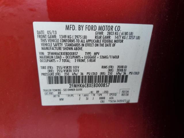 2FMHK6C8XEBD00857 - 2014 FORD FLEX SEL წითელი ფოტო 12