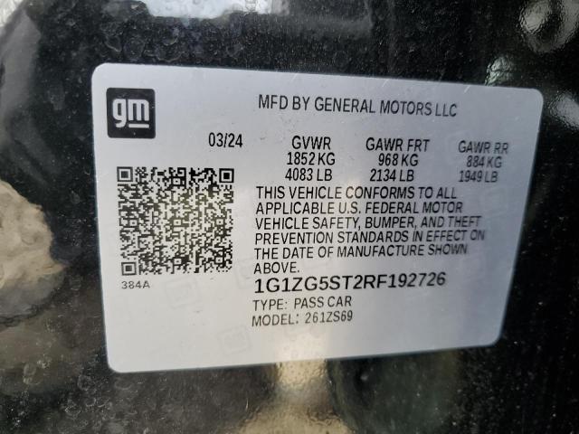 1G1ZG5ST2RF192726 - 2024 CHEVROLET MALIBU RS 黑色 照片 12