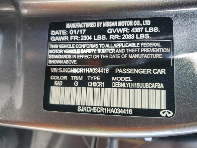 SJKCH5CR1HA034416 - 2017 INFINITI QX30 BASE GRAY photo 12