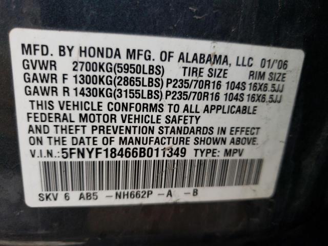 5FNYF18466B011349 - 2006 HONDA PILOT EX GRAY photo 13