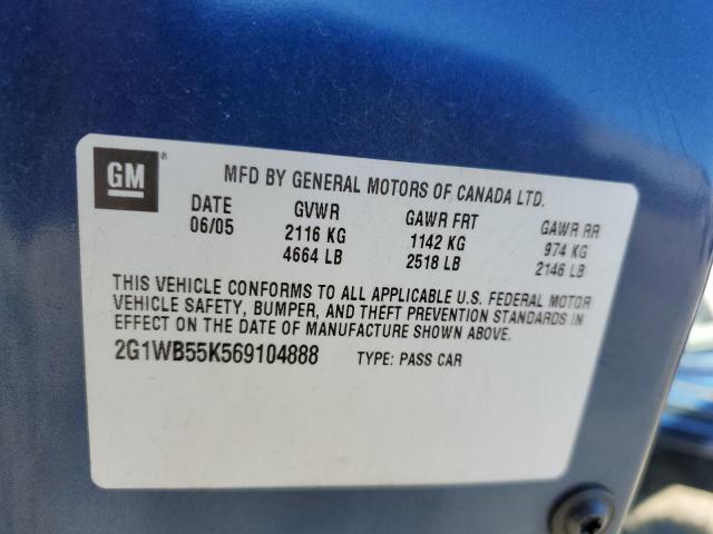 2G1WB55K569104888 - 2006 CHEVROLET IMPALA LS BLUE photo 12