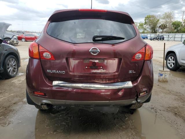 JN8AZ18U69W023384 - 2009 NISSAN MURANO S MAROON photo 6