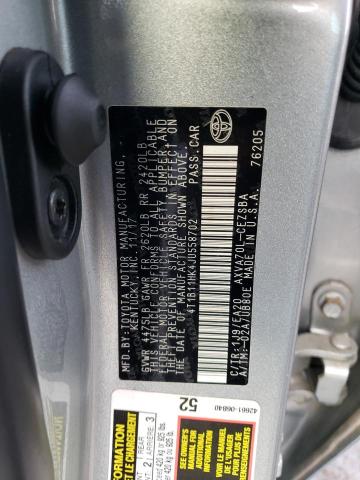 4T1B11HK4JU558702 - 2018 TOYOTA CAMRY L SILVER photo 12