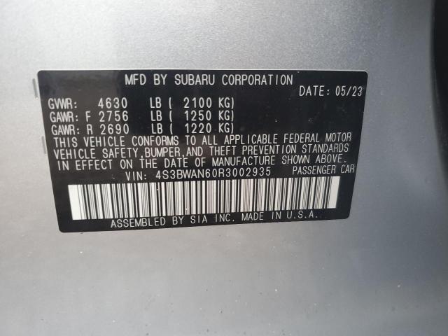 4S3BWAN60R3002935 - 2024 SUBARU LEGACY LIMITED SILVER photo 12