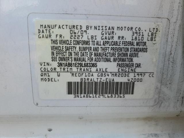 3N1AB61E29L683365 - 2009 NISSAN SENTRA 2.0 WHITE photo 12