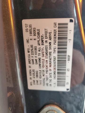 1HGCM56387A167597 - 2007 HONDA ACCORD SE GRAY photo 13