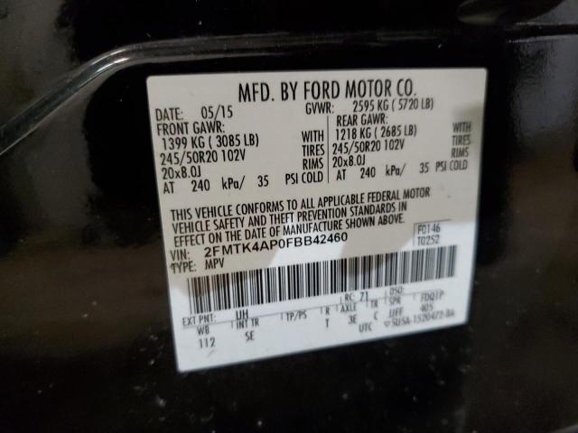 2FMTK4AP0FBB42460 - 2015 FORD EDGE SPORT BLACK photo 14