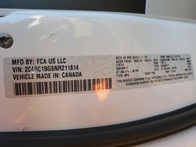 2C4RC1BG6NR211814 - 2022 CHRYSLER PACIFICA TOURING L WHITE photo 13