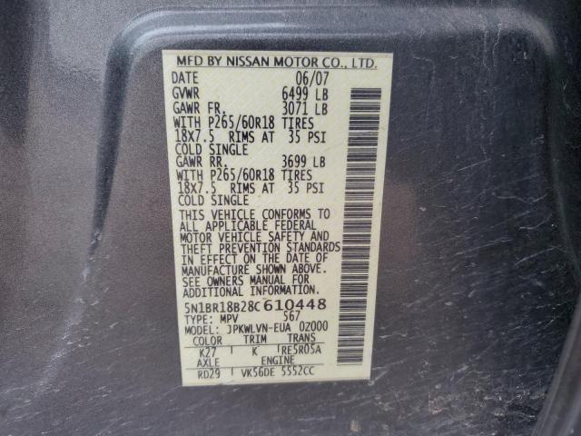 5N1BR18B28C610448 - 2008 NISSAN PATHFINDER LE GRAY photo 13