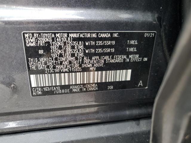 2T3C1RFV8MC115935 - 2021 TOYOTA RAV4 XLE PREMIUM GRAY photo 12