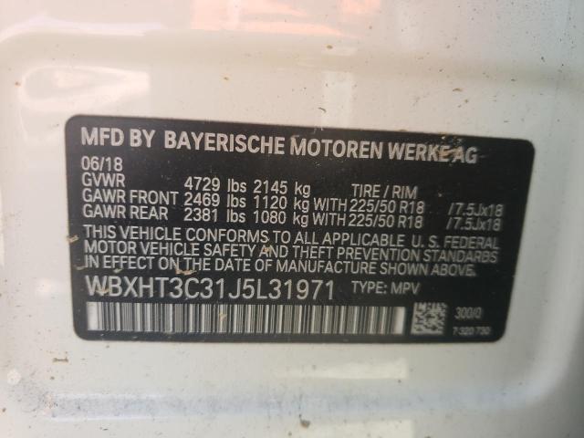 WBXHT3C31J5L31971 - 2018 BMW X1 XDRIVE28I WHITE photo 12