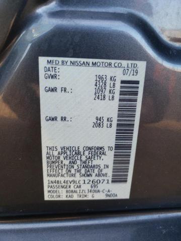 1N4BL4EV9LC126071 - 2020 NISSAN ALTIMA SL GRAY photo 12