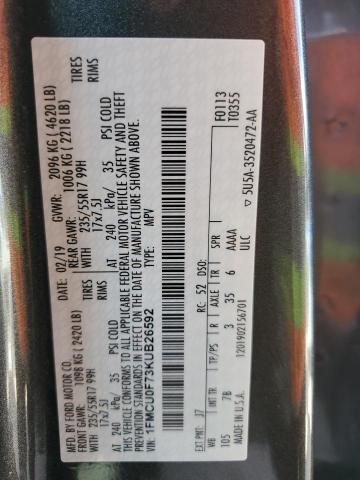 1FMCU0F73KUB26592 - 2019 FORD ESCAPE S GRAY photo 12