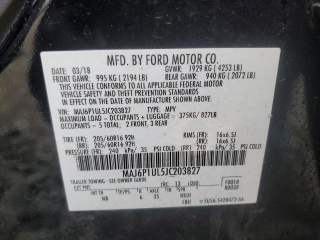 MAJ6P1UL5JC203827 - 2018 FORD ECOSPORT SE Սև լուսանկար 13