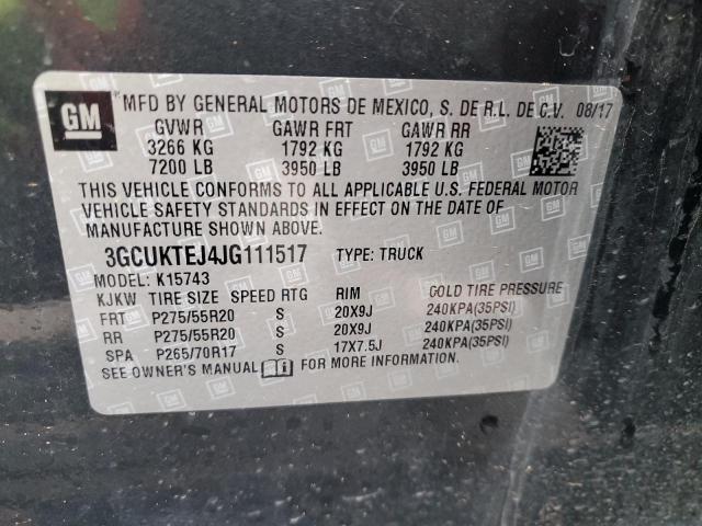 3GCUKTEJ4JG111517 - 2018 CHEVROLET SILVERADO K1500 HIGH COUNTRY BLACK photo 12