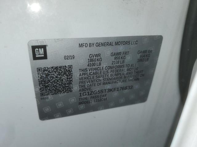 1G1ZG5ST3KF176833 - 2019 CHEVROLET MALIBU RS 白色 照片 12