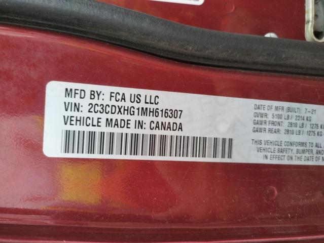 2C3CDXHG1MH616307 - 2021 DODGE CHARGER GT BURGUNDY photo 12