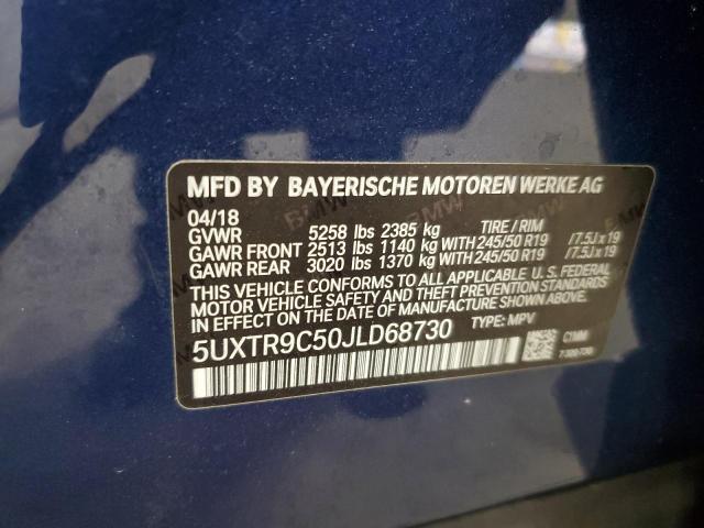 5UXTR9C50JLD68730 - 2018 BMW X3 XDRIVE30I BLUE photo 13