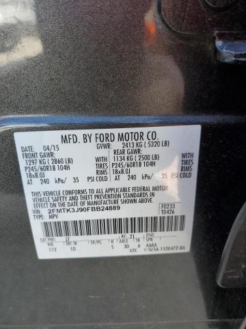 2FMTK3J90FBB24889 - 2015 FORD EDGE SEL GRAY photo 13