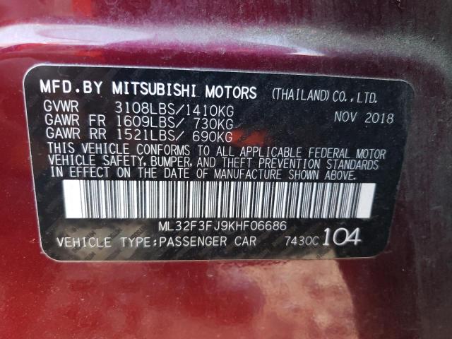 ML32F3FJ9KHF06686 - 2019 MITSUBISHI MIRAGE G4 ES Bordo foto 10