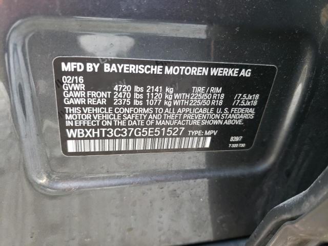 WBXHT3C37G5E51527 - 2016 BMW X1 XDRIVE28I GRAY photo 13