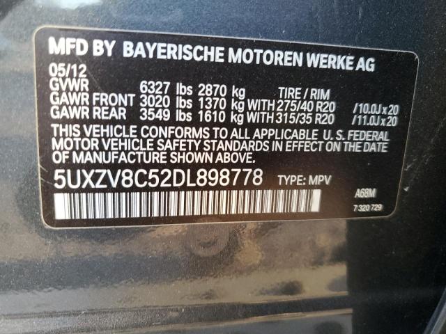 5UXZV8C52DL898778 - 2013 BMW X5 XDRIVE50I GRAY photo 13