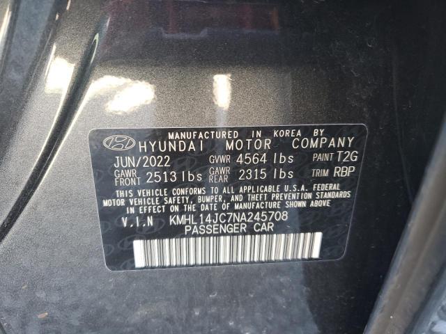 KMHL14JC7NA245708 - 2022 HYUNDAI SONATA N LINE GRAY photo 12