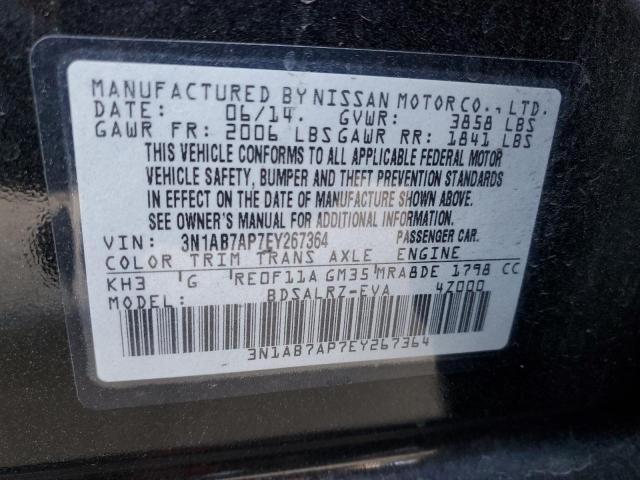 3N1AB7AP7EY267364 - 2014 NISSAN SENTRA S BLACK photo 12