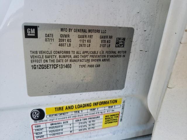 1G1ZG5E77CF131460 - 2012 CHEVROLET MALIBU LTZ 白色 照片 12