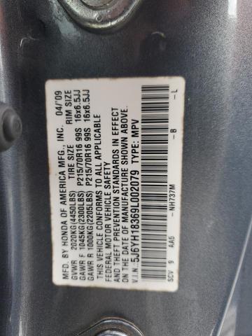 5J6YH18369L002079 - 2009 HONDA ELEMENT LX GRAY photo 12