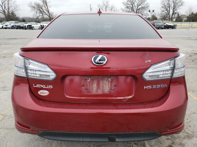 JTHBB1BA9A2034652 - 2010 LEXUS HS 250H RED photo 6