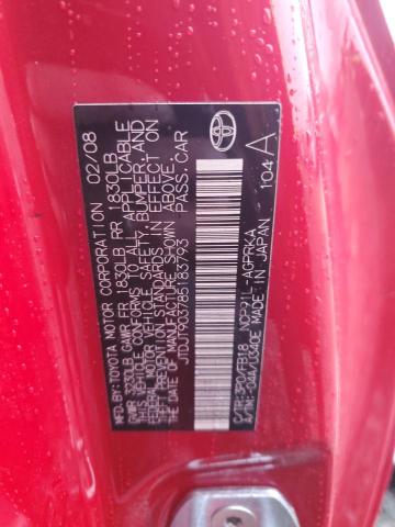 JTDJT903785183793 - 2008 TOYOTA YARIS RED photo 13