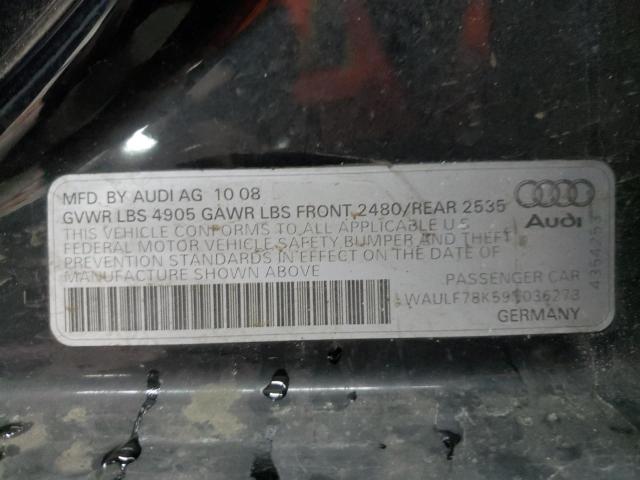 WAULF78K59N036273 - 2009 AUDI A4 2.0T QUATTRO BLACK photo 12